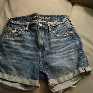 American Eagle Outfitters Blue Jean Shorts with Cuffed Hem